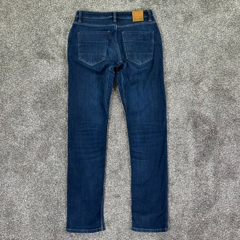 Du/er L2X Relaxed Tapered Performance Denim Jeans Mens 32x34 Casual Dark Wash - Picture 2 of 15
